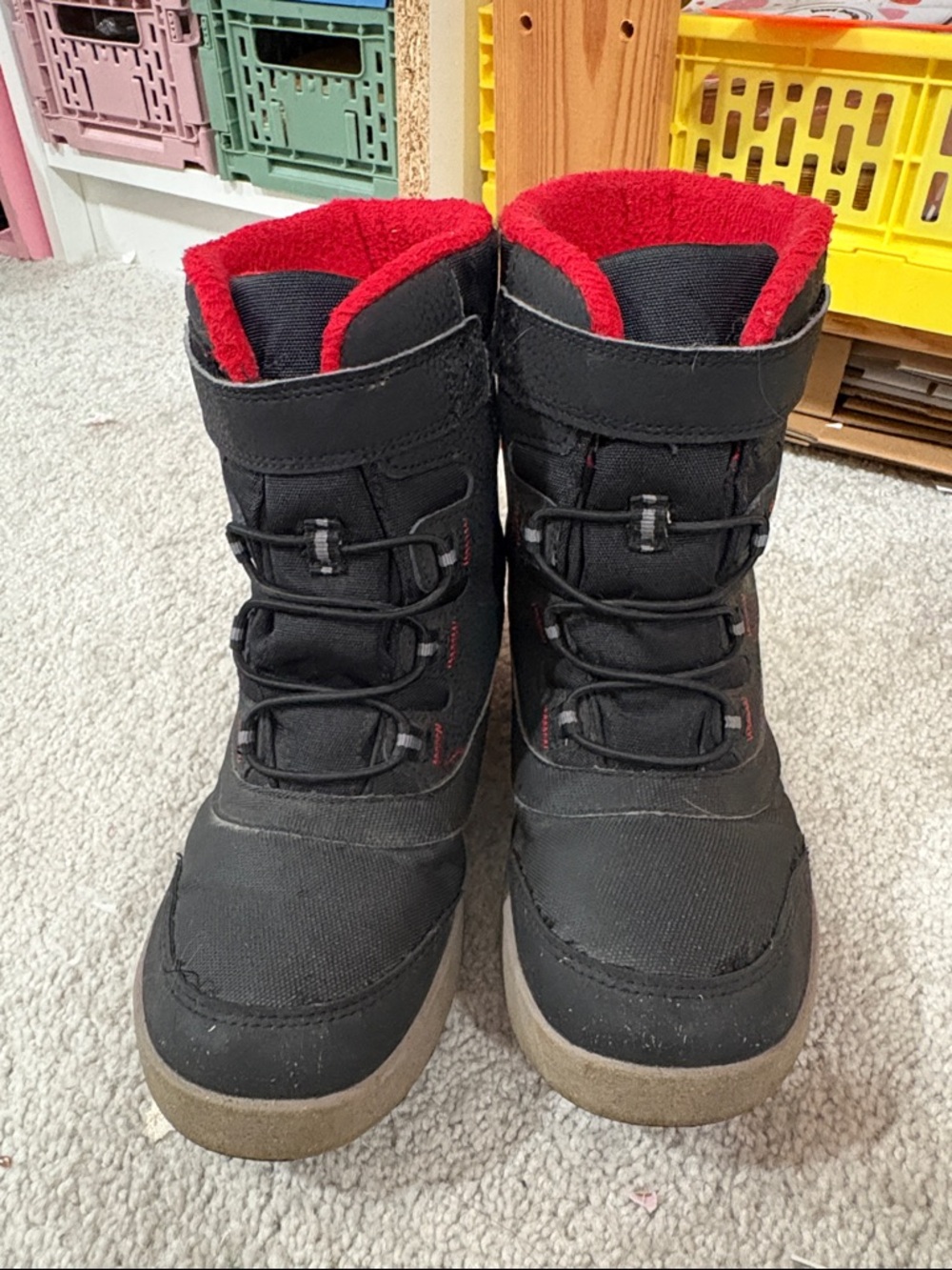 Merrell Kids Black and Red Lace-Up Winter Boots